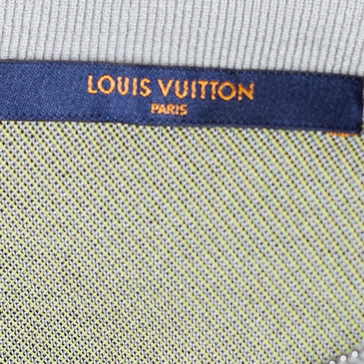 Pre Owned Louis Vuitton Grey Gravity Logo Jacquard Knit Zip Up Sweatshirt XL
