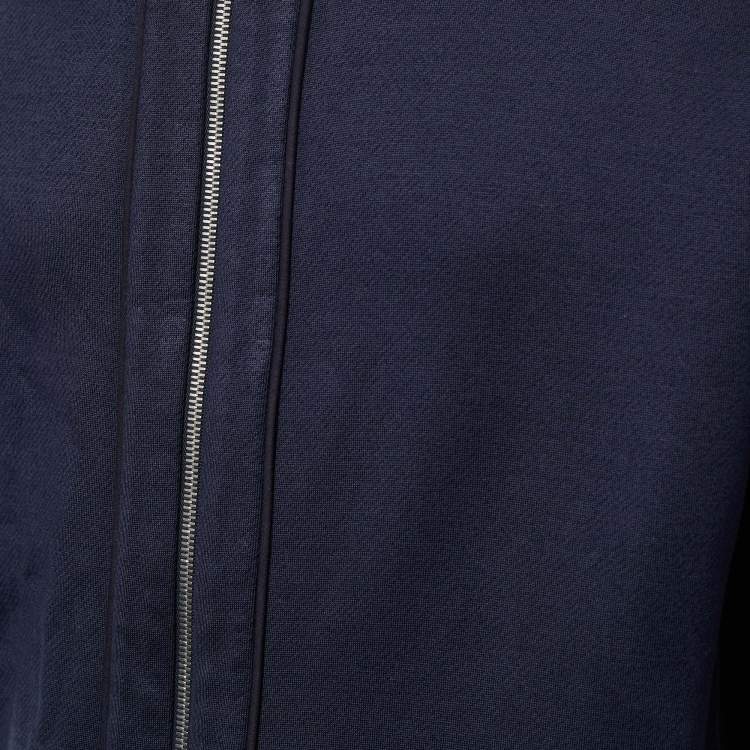 مملوكة مسبقًا Louis Vuitton Navy Blue Knit Stripe Detail Zip Front Jacket XL