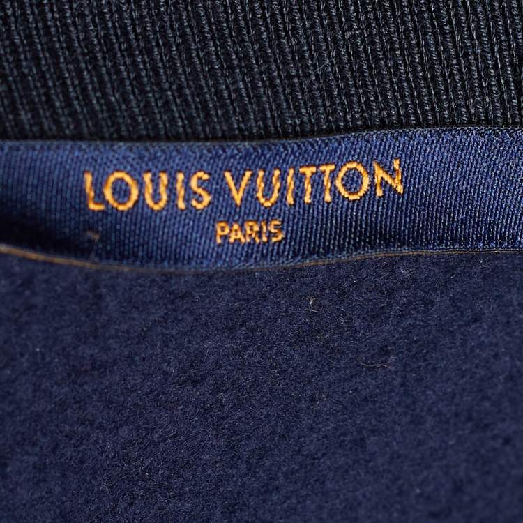 مملوكة مسبقًا Louis Vuitton Navy Blue Knit Stripe Detail Zip Front Jacket XL