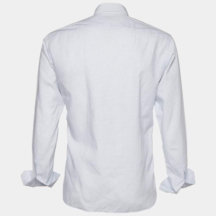 Louis Vuitton White Checked Cotton Long Sleeve Shirt XL Louis