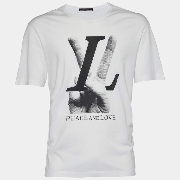 Louis Vuitton White Peace & Love Print Cotton Crew Neck T-Shirt XL Louis  Vuitton | The Luxury Closet