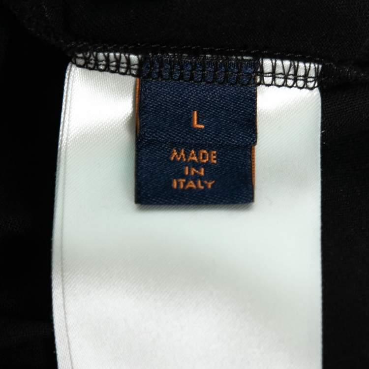 مملوكة مسبقًا Louis Vuitton Black Jersey Logo Embroidered Crew Neck T-Shirt L