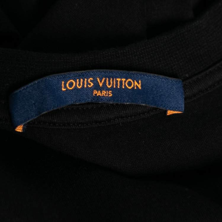 مملوكة مسبقًا Louis Vuitton Black Jersey Logo Embroidered Crew Neck T-Shirt L