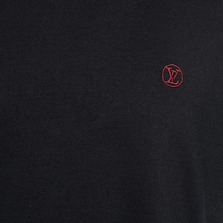 مملوكة مسبقًا Louis Vuitton Black Jersey Logo Embroidered Crew Neck T-Shirt L