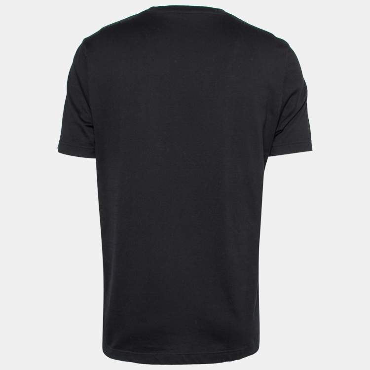 Louis Vuitton Black Jersey Logo Embroidered Crew Neck T-Shirt L