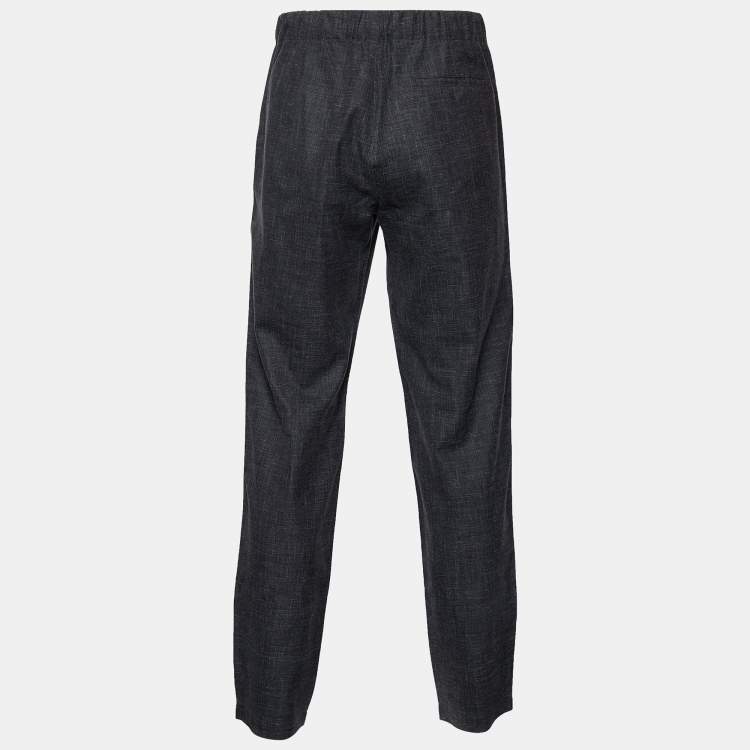 مملوكة مسبقًا Louis Vuitton Grey Wool & Silk Blend Drawstring Waist Trousers XL