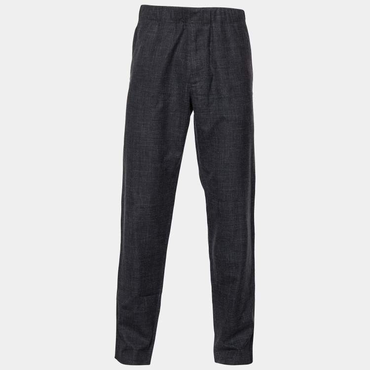 مملوكة مسبقًا Louis Vuitton Grey Wool & Silk Blend Drawstring Waist Trousers XL
