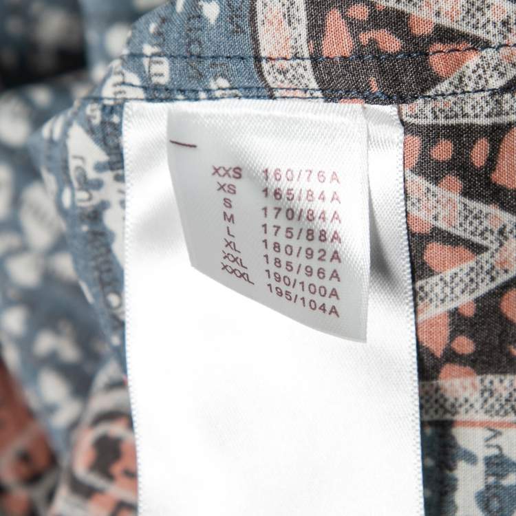 Pre Owned Louis Vuitton Blue Printed Cotton Button Front Shirt M