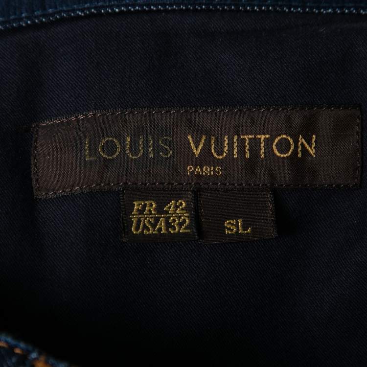 Pre Owned Louis Vuitton Blue Denim Straight Leg Jeans L Waist: 34"