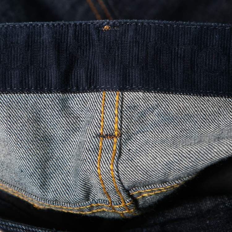 Pre Owned Louis Vuitton Blue Denim Straight Leg Jeans L Waist: 34"