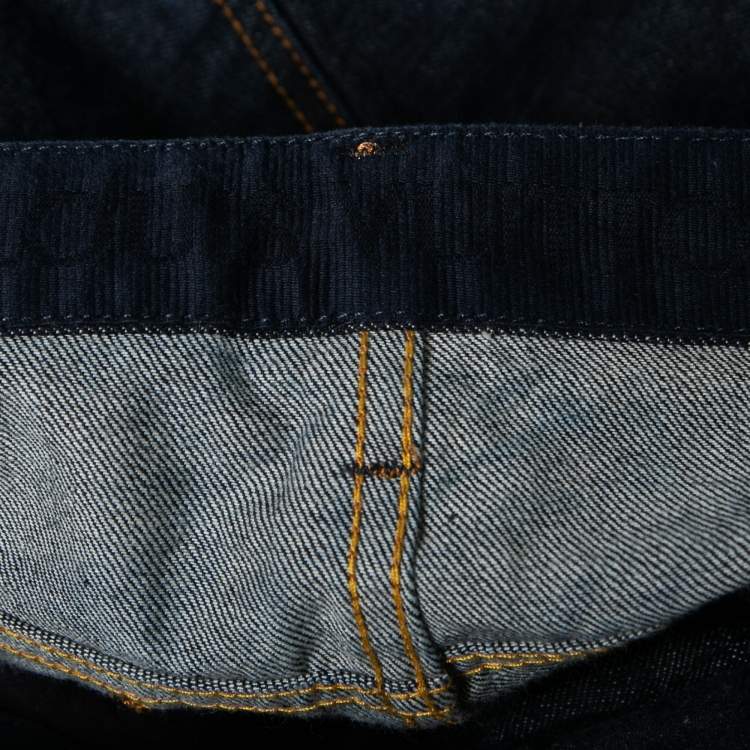 Pre Owned Louis Vuitton Blue Denim Straight Leg Jeans L Waist: 34"
