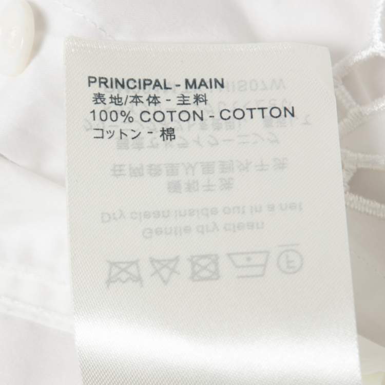 Pre Owned Louis Vuitton White Eyelet Logo Embroidered Cotton Button Front Shirt M
