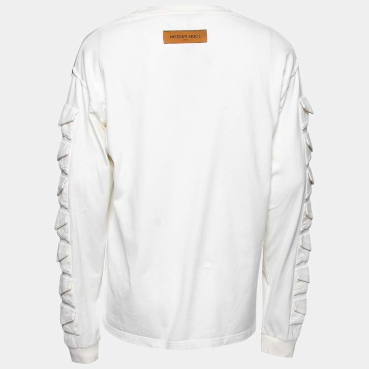 Louis Vuitton Off White Cotton Long Sleeve Crewneck T-Shirt M Louis Vuitton