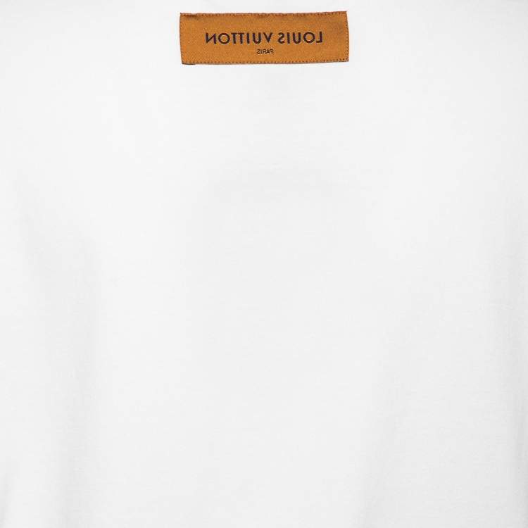 Pre Owned Louis Vuitton Off White Cotton Long Sleeve Crewneck T-Shirt M