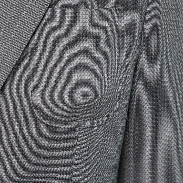 Pre Owned Louis Vuitton Grey Textured Wool Single-Breasted Blazer M  