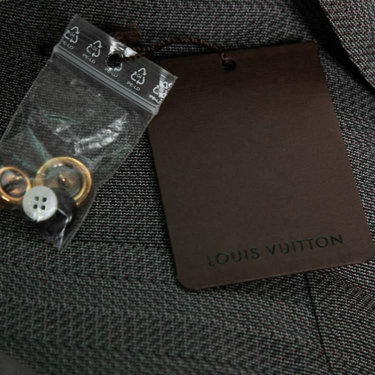 Pre Owned Louis Vuitton Grey Textured Wool Single-Breasted Blazer M  