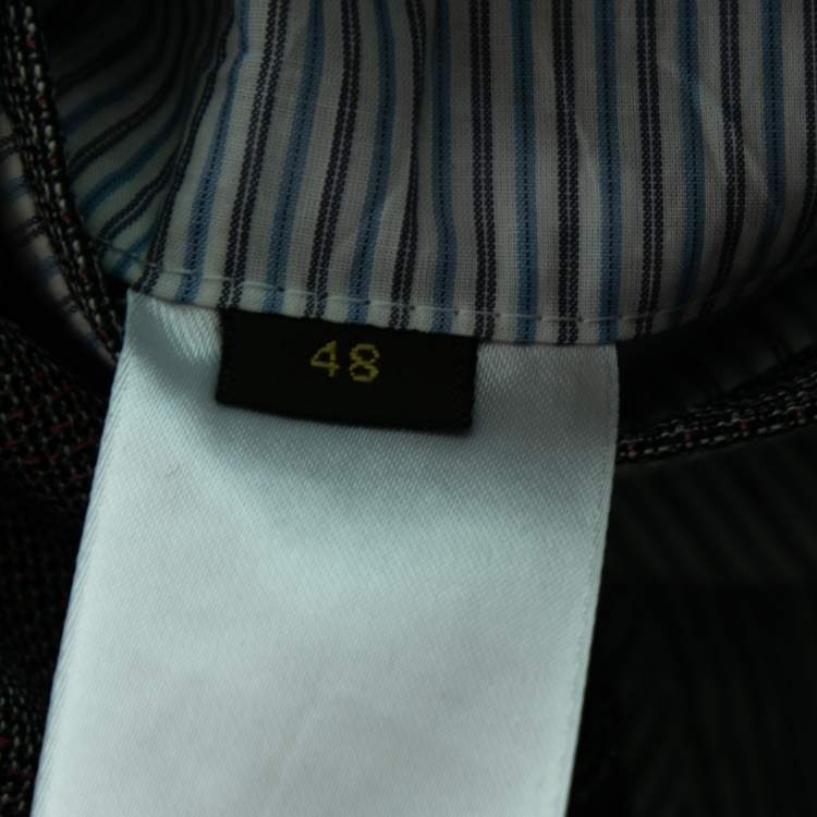Pre Owned Louis Vuitton Grey Textured Wool Single-Breasted Blazer M  