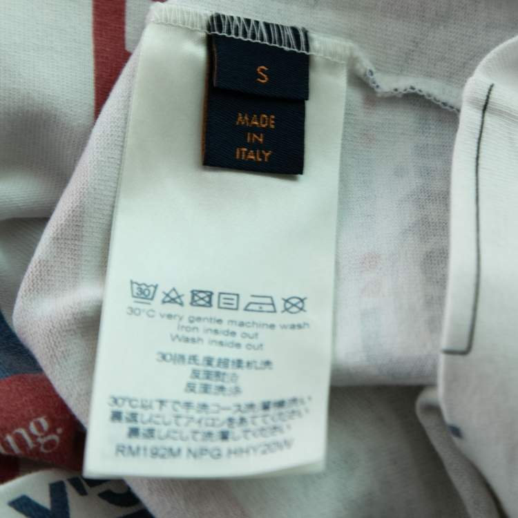 Pre Owned Louis Vuitton White Printed Cotton Short Sleeve Crewneck T-Shirt S