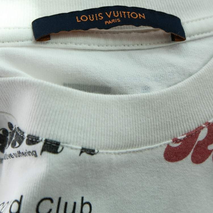 Pre Owned Louis Vuitton White Printed Cotton Short Sleeve Crewneck T-Shirt S
