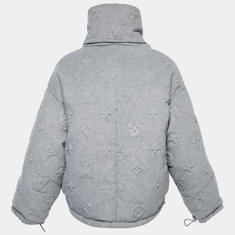Pre Owned Louis Vuitton Grey Cashmere Monogram Boyhood Puffer Jacket XXS