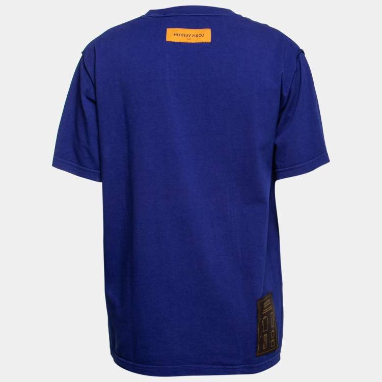 Pre Owned Louis Vuitton Blue Cotton Crewneck Short Sleeve T-Shirt XL