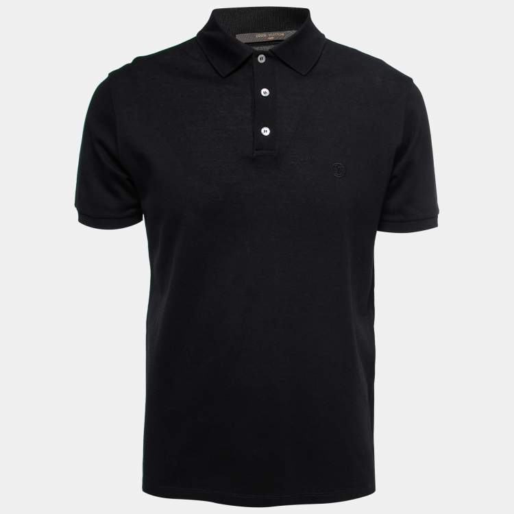 Louis Vuitton Black Cotton Pique Long Sleeve Polo T-Shirt L Louis