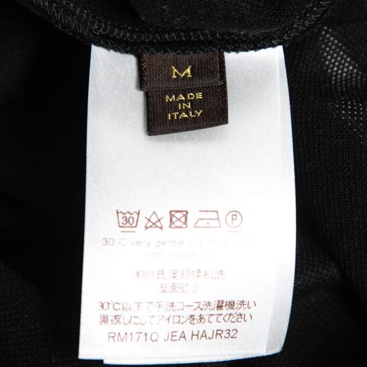 Pre Owned Louis Vuitton Black Cotton Pique Logo Embroidered Polo T-Shirt M
