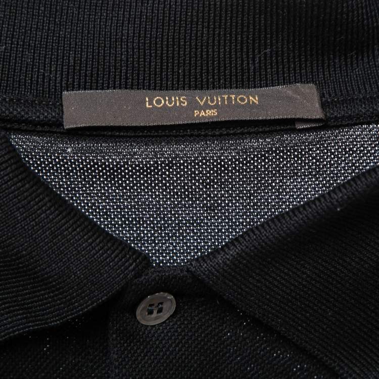 Pre Owned Louis Vuitton Black Cotton Pique Logo Embroidered Polo T-Shirt M