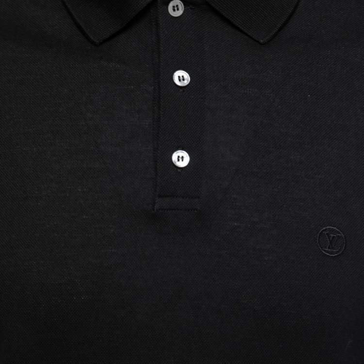 Pre Owned Louis Vuitton Black Cotton Pique Logo Embroidered Polo T-Shirt M