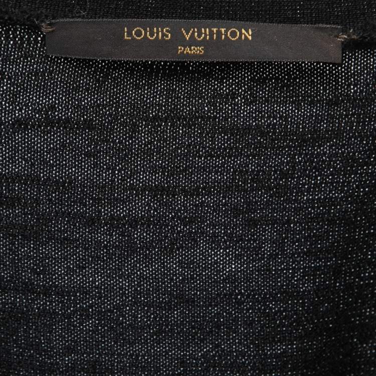 Pre Owned Louis Vuitton Black Silk & Cashmere Knit Button Front Cardigan M