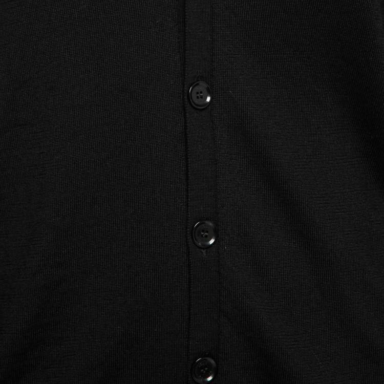 Pre Owned Louis Vuitton Black Silk & Cashmere Knit Button Front Cardigan M