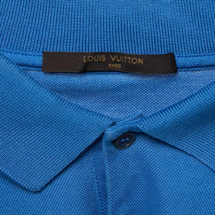 Pre Owned Louis Vuitton Blue Cotton Pique Polo T-Shirt M