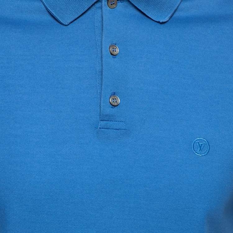 Pre Owned Louis Vuitton Blue Cotton Pique Polo T-Shirt M