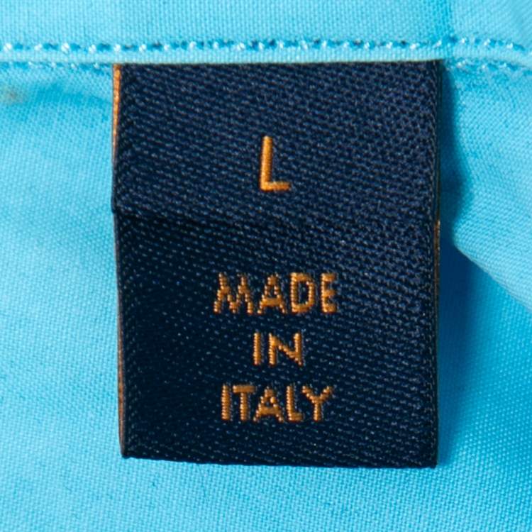 مملوكة مسبقًا Louis Vuitton Sky Blue Pocket Detail Button Front Shirt L