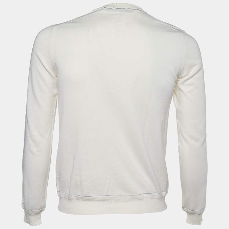 Pre Owned Louis Vuitton Ecru Cotton Blend Knit Jumper XS