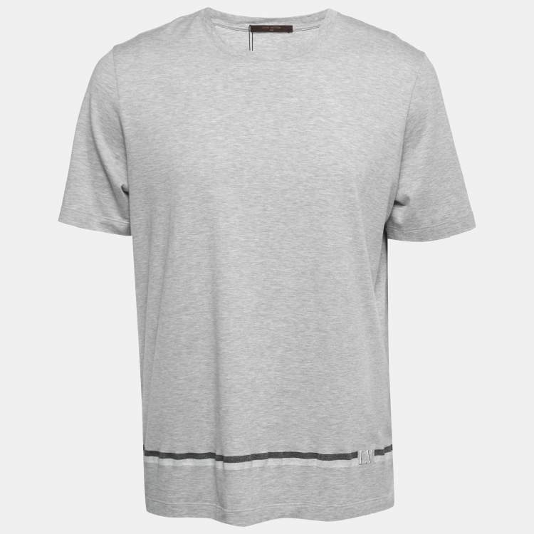 Pre Owned Louis Vuitton Grey Jersey Stripe Detail T-Shirt XL
