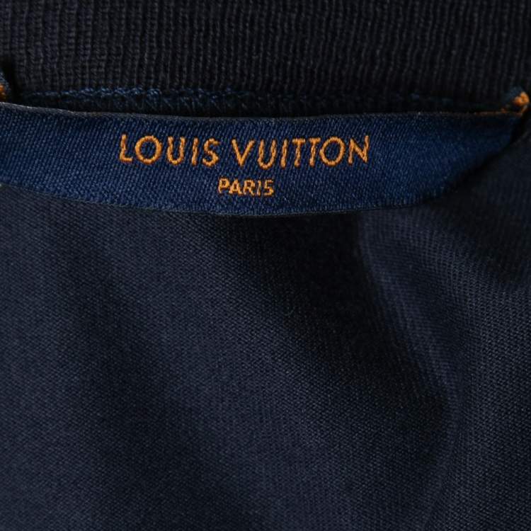 Pre Owned Louis Vuitton Navy Blue Merci Print Cotton Crewneck T-Shirt S