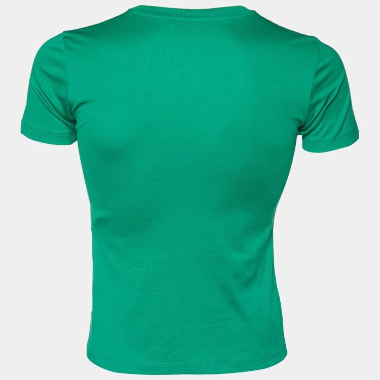 Pre Owned Louis Vuitton Green Logo Printed Cotton Knit Crewneck T-shirt XS