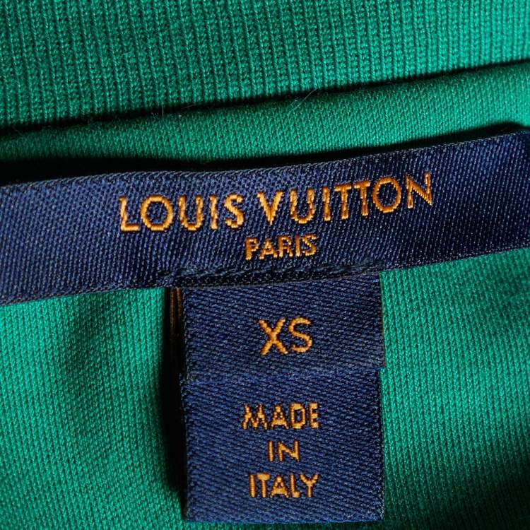 Pre Owned Louis Vuitton Green Logo Printed Cotton Knit Crewneck T-shirt XS