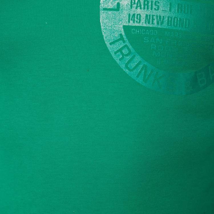 Pre Owned Louis Vuitton Green Logo Printed Cotton Knit Crewneck T-shirt XS
