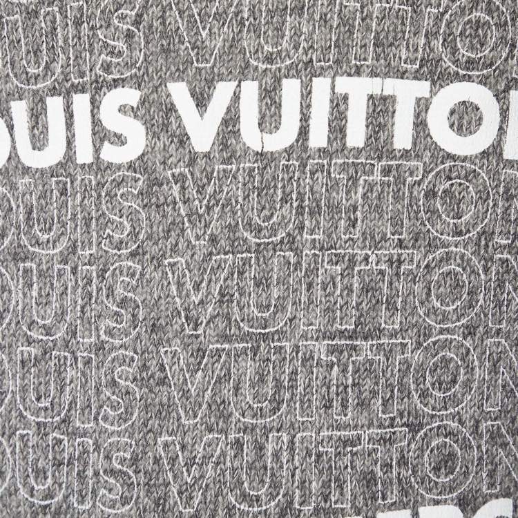 Pre Owned Louis Vuitton Grey Logo Printed Cashmere & Cotton Knit Sweater S