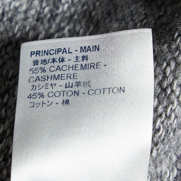 Pre Owned Louis Vuitton Grey Logo Printed Cashmere & Cotton Knit Sweater S