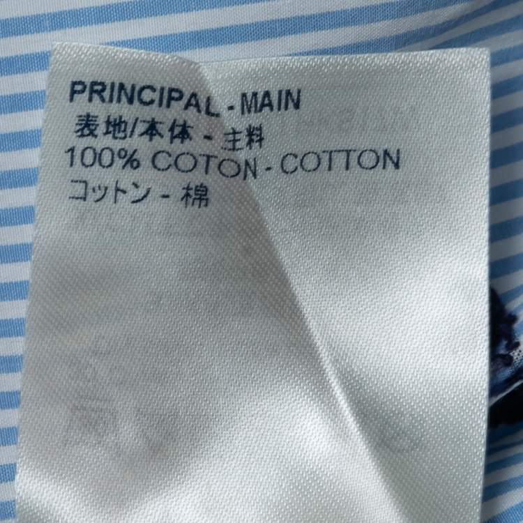 Pre Owned Louis Vuitton Blue Striped Monogram Jacquard Button Front Shirt XL