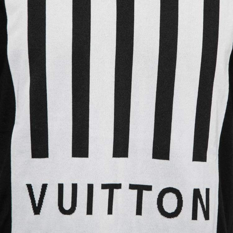 مملوكة مسبقًا Louis Vuitton Black Pointelle Knit Earth Motif T-Shirt L