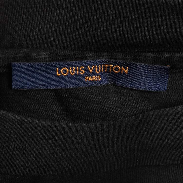 Pre Owned Louis Vuitton Black Graphic Printed Cotton Short Sleeve T-Shirt L