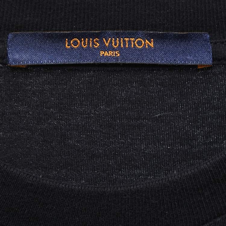 مملوكة مسبقًا Louis Vuitton Black Cotton Brick Logo T-Shirt XXS