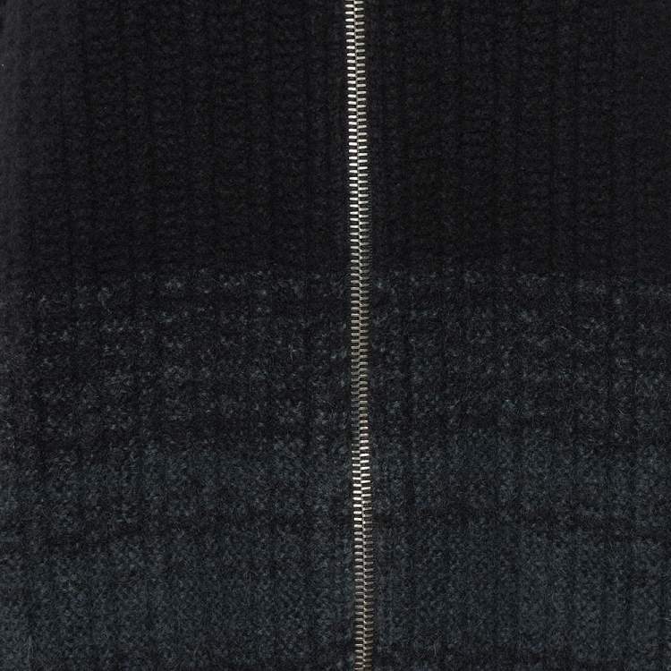 Pre Owned Louis Vuitton Charcoal Grey Wool & Cashmere Knit Zip Jacket L
