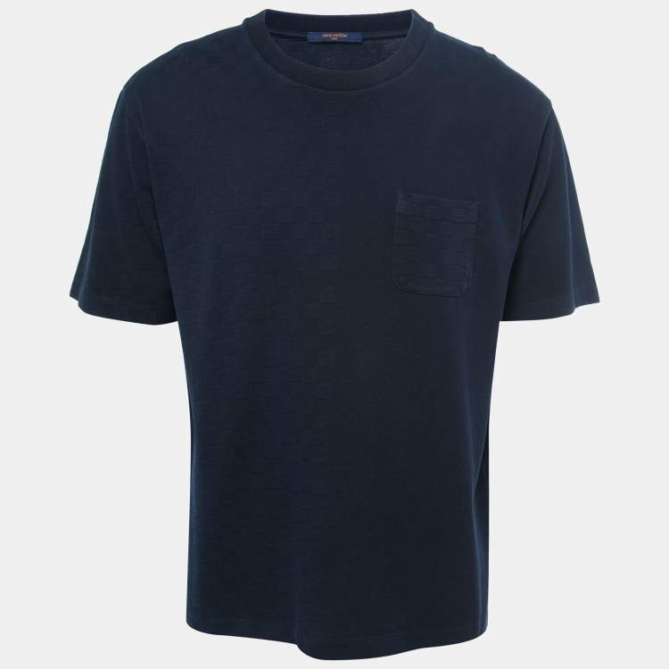 Pre Owned Louis Vuitton Navy Blue Cotton Pique T-Shirt XXL