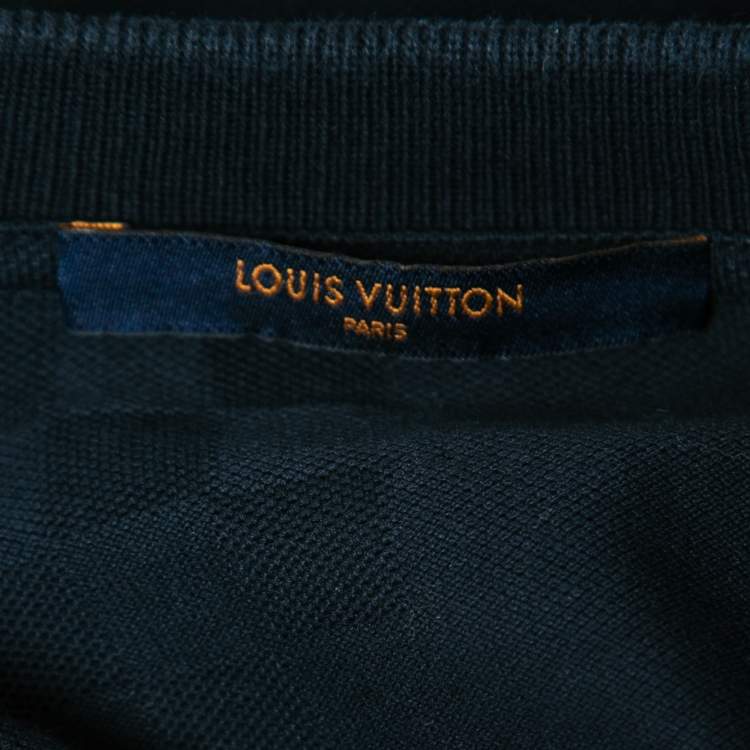 Pre Owned Louis Vuitton Navy Blue Cotton Pique T-Shirt XXL