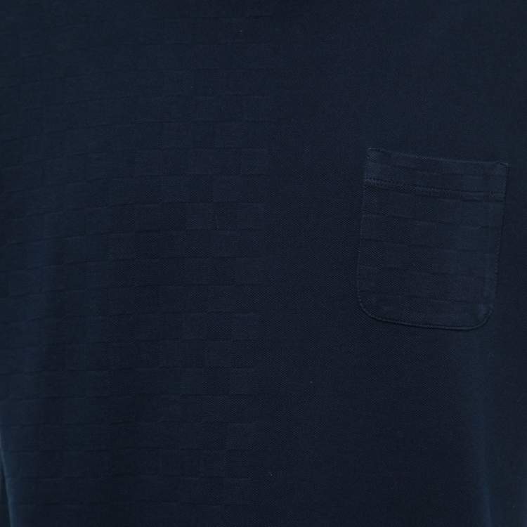 Pre Owned Louis Vuitton Navy Blue Cotton Pique T-Shirt XXL